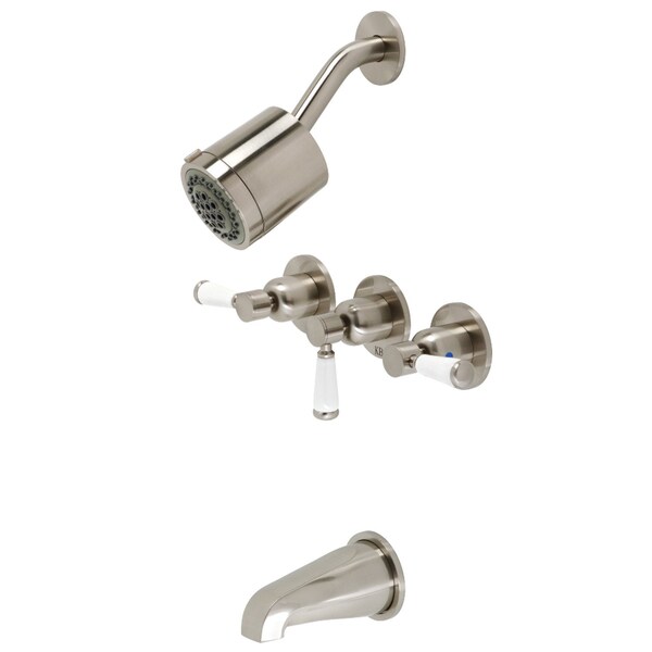 Tub and Shower Faucet, Brushed Nickel, Wall Mount
